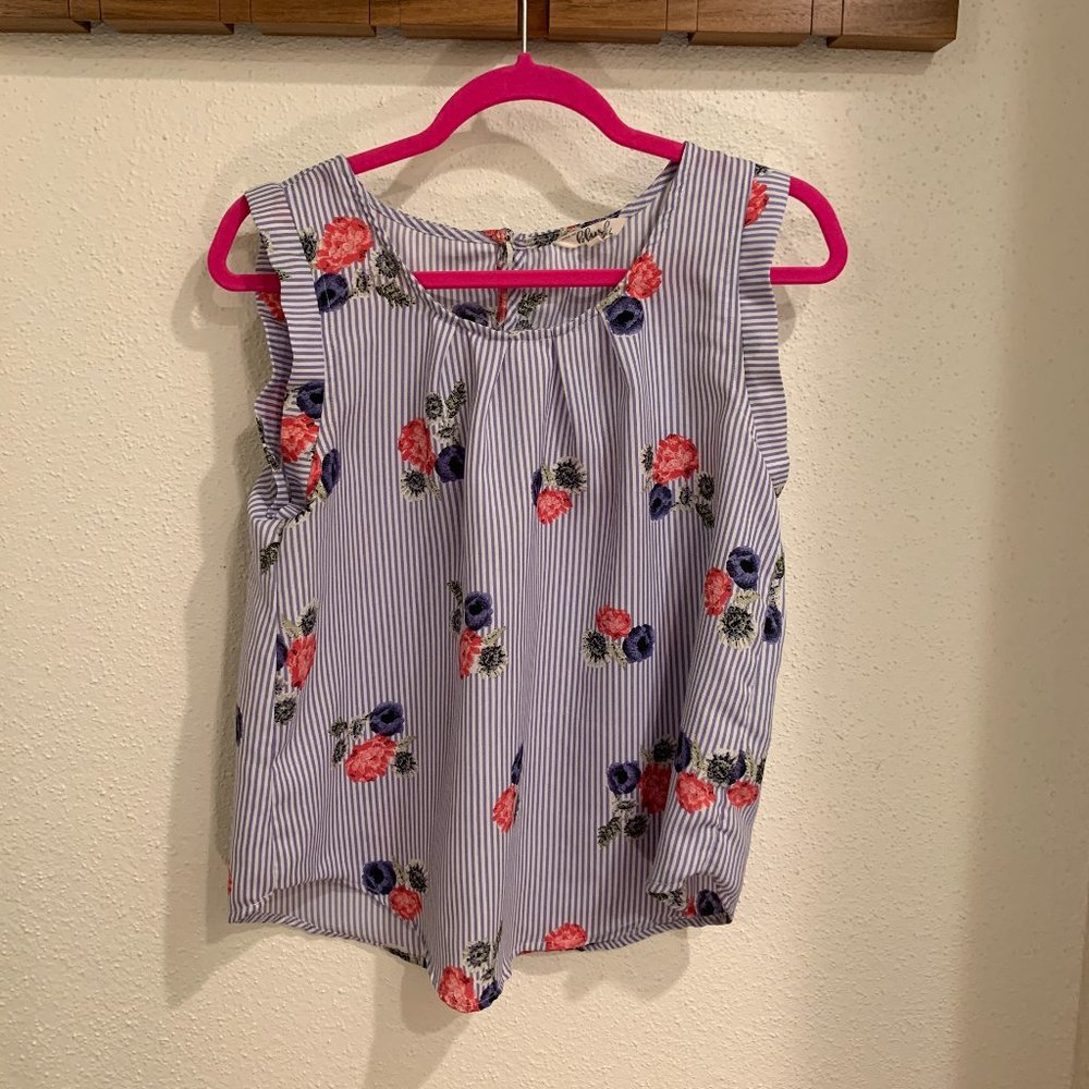 Blush Floral Sleeveless Blouse